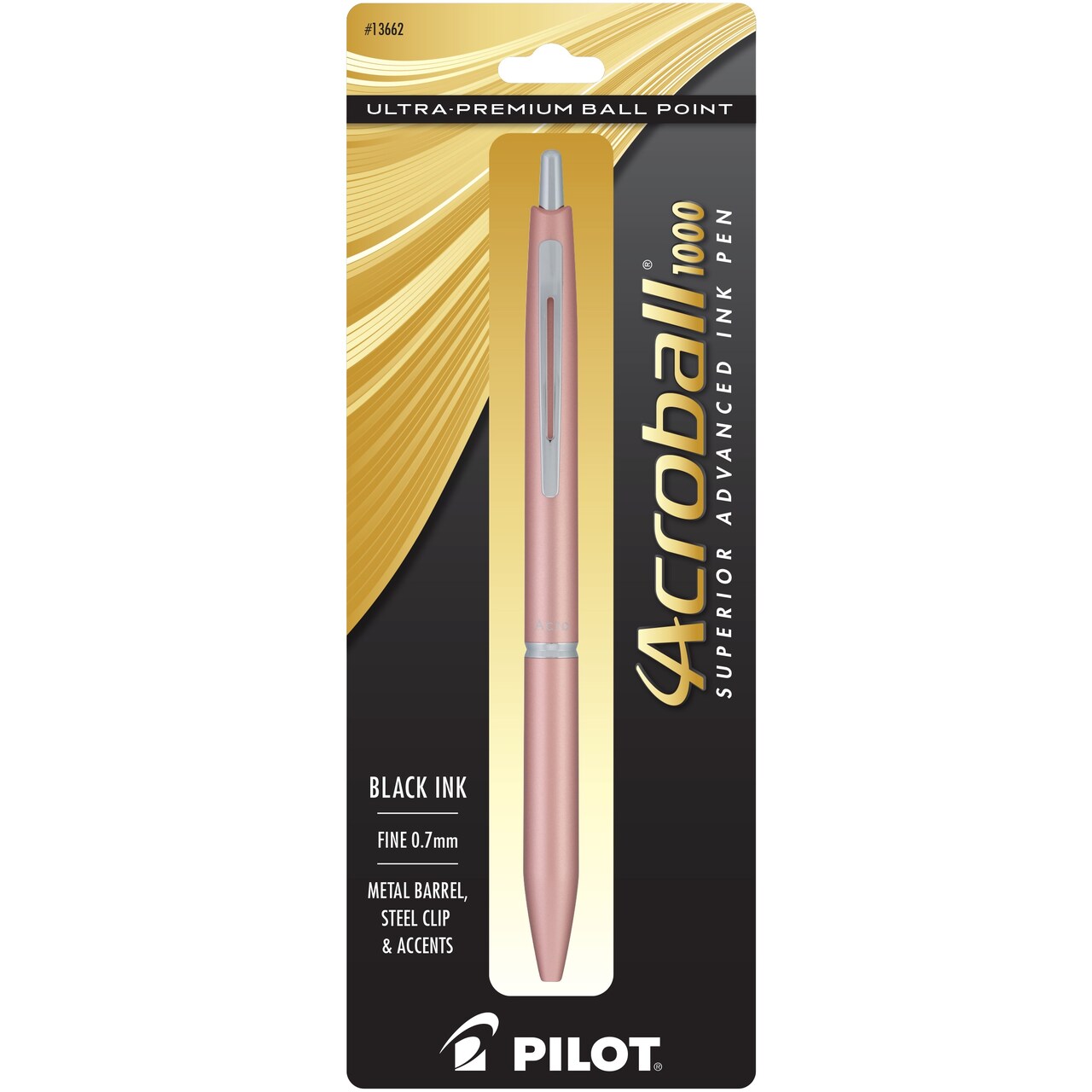 Pilot Acroball 1000 Ultra Premium Ballpoint Pen-Rose Gold Barrel Fine Point Black Ink